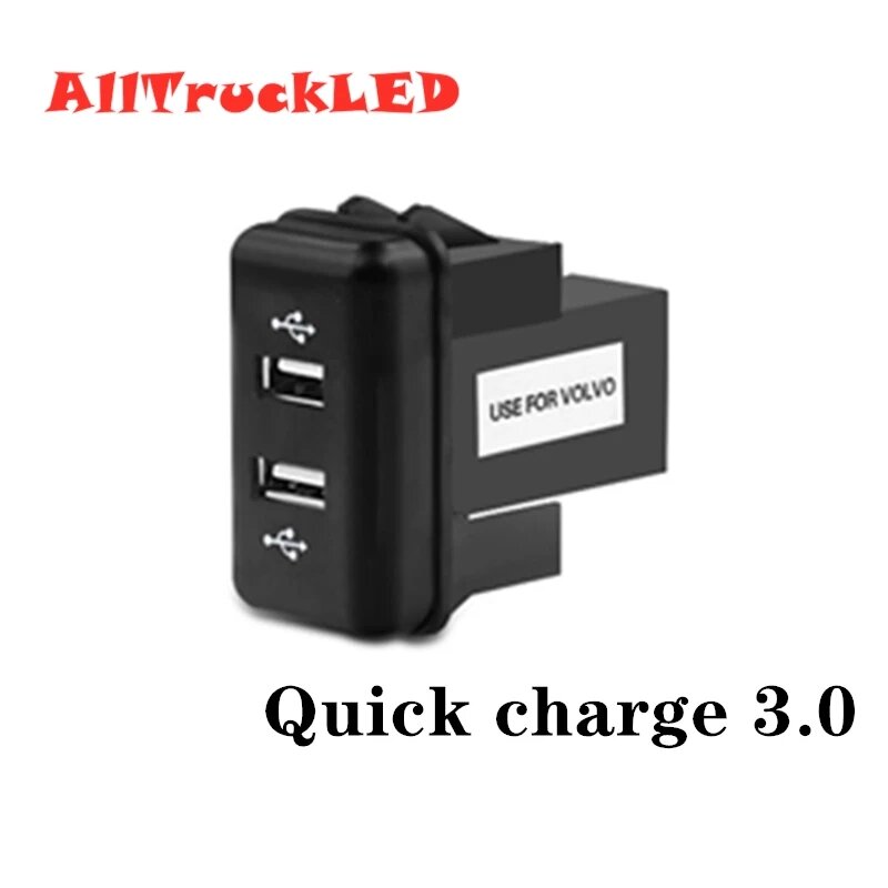 QC3.0 2x30 Вт PD USB Автомобильное быстрое зарядное устройство TYPE-C USB Power для смартфона Ipad Iphone Использование для грузовика VOLVO FH FH12 Быстрая зарядка 3.0, 2 usb not 30w