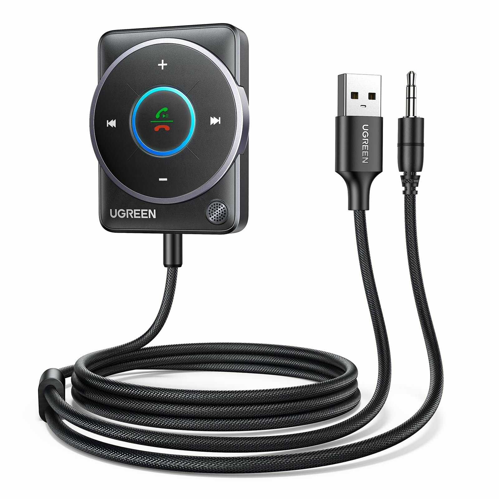 Автомобильный Bluetooth приемник UGREEN CM723 (35002) Car Bluetooth 5.3 Receiver Audio Adapter.
