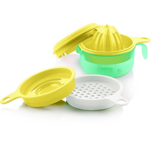 Набор "Поваренок" желто-зеленый Tupperware Мини -терка, соковыжималка, сепаратор