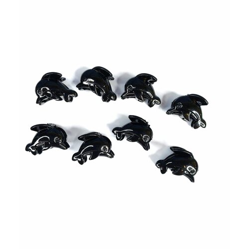 Набор маленьких черных крабиков Дельфинчики \ 8 шт