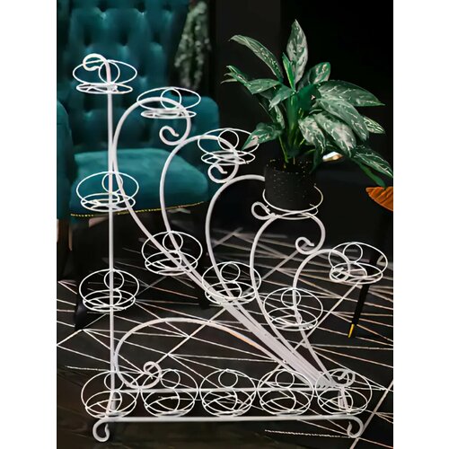 Подставка для цветов металлическая напольная, на подоконник, на 15 горшков. Высота 95см.