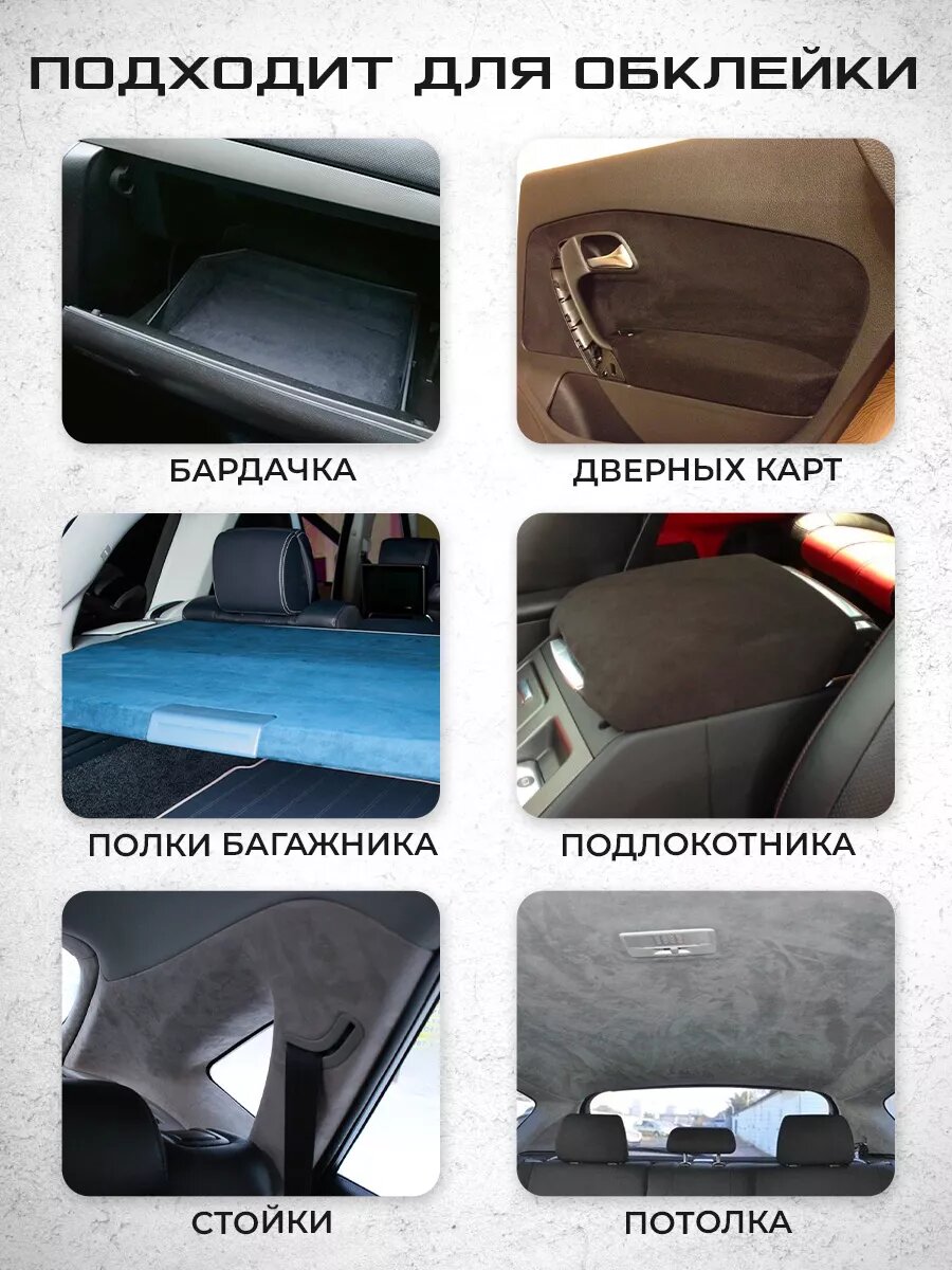 Ткань для авто алькантара самоклеющаяся черная — фото 1