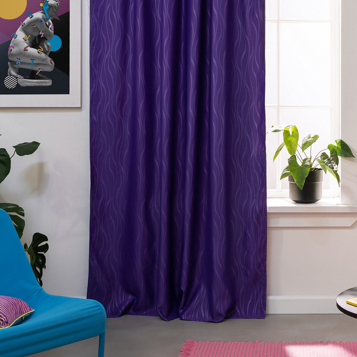 Штора готовая блэкаут Karim 160х260 см Moroshka цвет Фиолетовый
