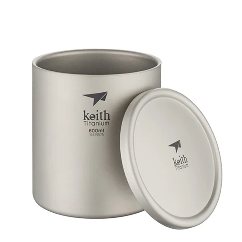 Keith Titanium 600 мл чашка с двойными стенками, кружка для чая, кофе, кемпинга, путешествий, Ti3307, 600ml