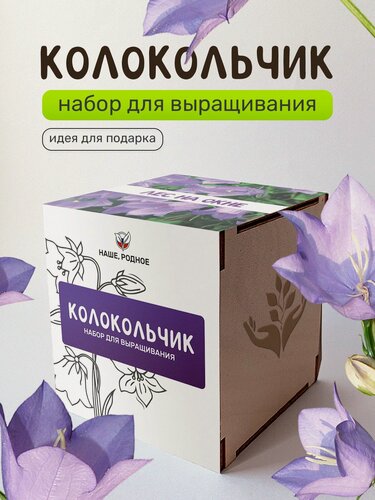 Изображение товара Набор для выращивания растений Сад на окне "Колокольчик", в деревянном горшочке