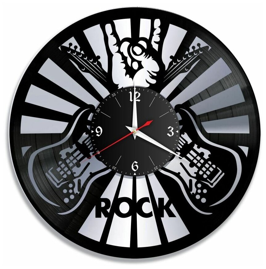 Часы из винила Redlaser "Музыка (Rock, Гитара), муыкальный инструмент" VW-10890-2