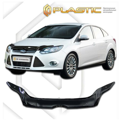 Дефлектор капота Ford Focus 3 седан 2011 2015 Черный глянцевый СА Пластик 6006₽