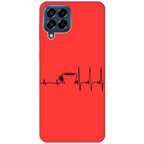 Матовый чехол Coffee Cardiogram для Samsung Galaxy M33 5G / Самсунг М33 5г с 3D эффектом красный матовый чехол coffee cardiogram w для samsung galaxy m33 5g самсунг м33 5г с 3d эффектом черный