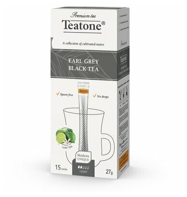 Чай чёрный с ароматом бергамота, TEATONE, в стиках, (15шт*1,8г) - фотография № 10