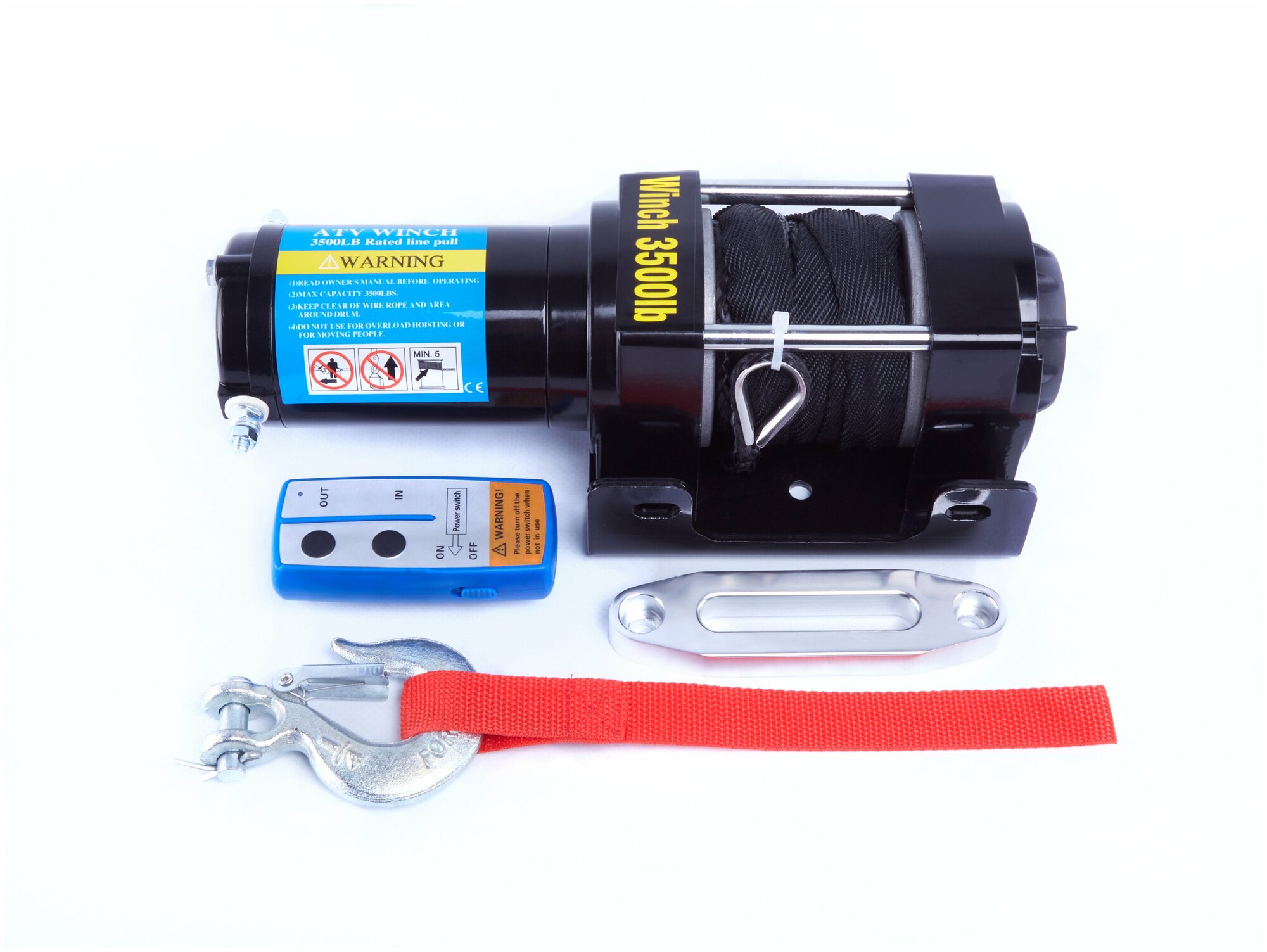 Лебедка электрическая 12V Electric Winch 3500lbs / 1587 кг кевларовый трос