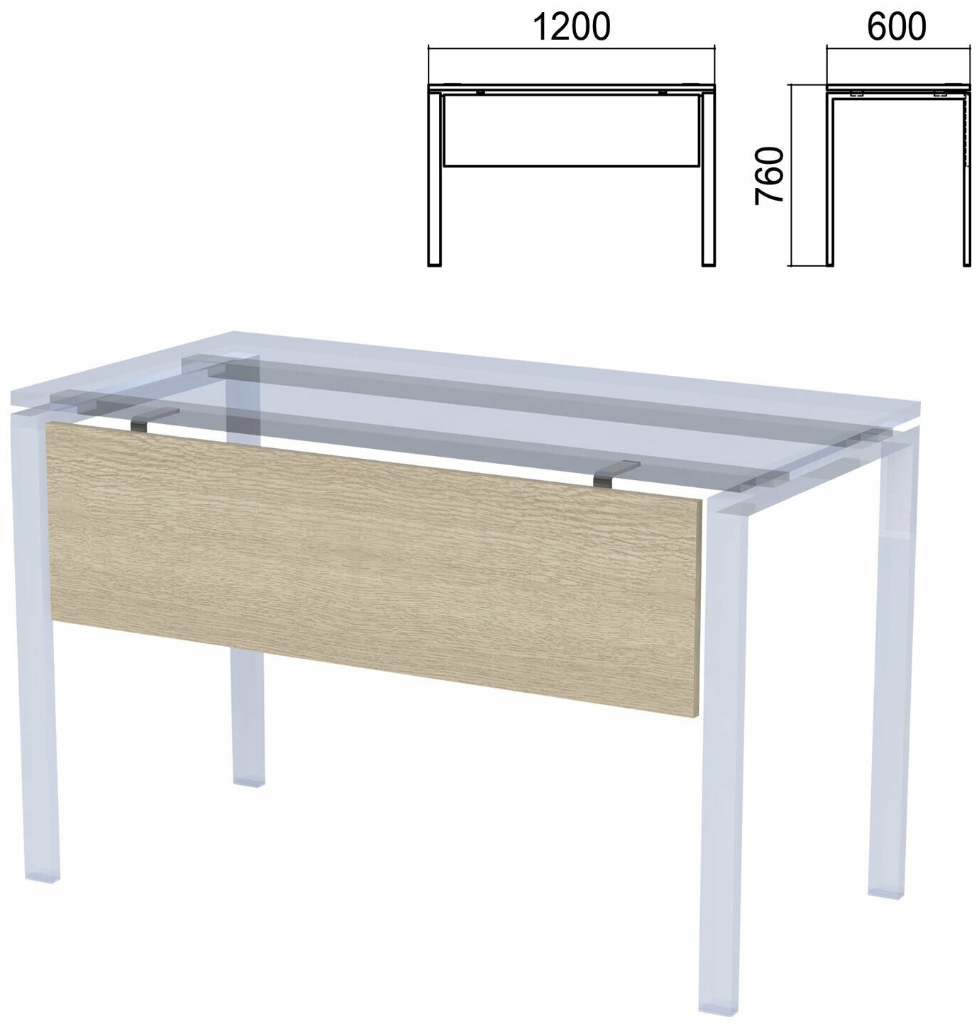 Царга к столам на металлокаркасе "Арго" шириной 1200 мм, ясень шимо, АМ-12П, ш/к58868