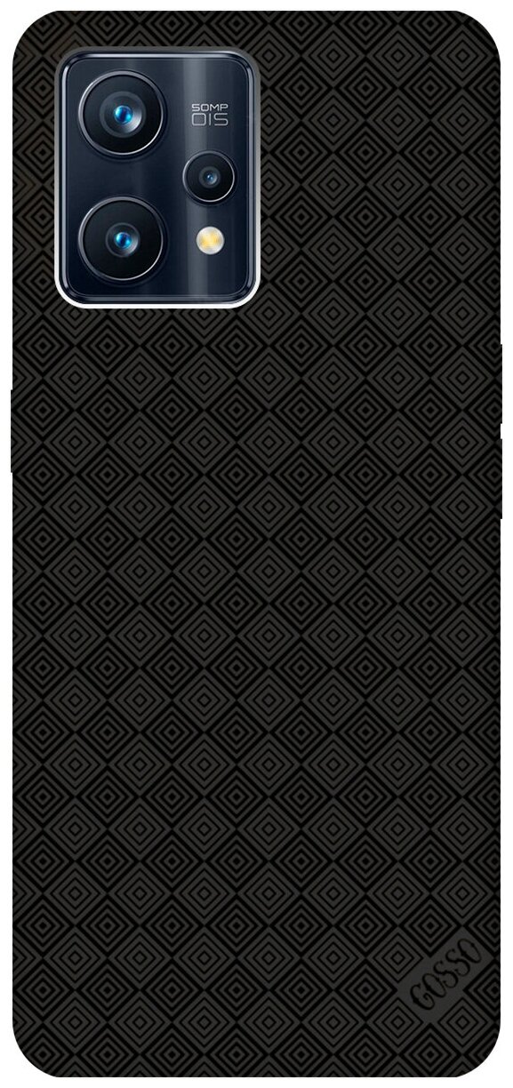 Матовый Soft Touch силиконовый чехол на Realme 9 Pro+, Рилми 9 Про+ с 3D принтом "Magic Squares" черный