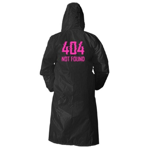 Дождевик, размер 50-54, черный с капюшоном розовый принт 404 - 3007