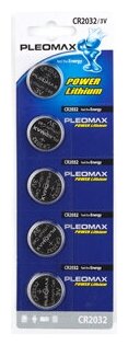 Батарейки Pleomax CR2032-5BL Lithium арт. C0022144 (5 шт.)