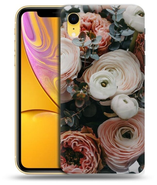 Дизайнерский силиконовый чехол для Айфон XR / Iphone Xr Цветы