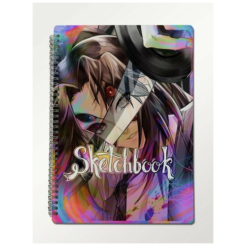 Скетчбук А4 крафт-бумага, 50 листов с деревянной обложкой Аниме Клинок Рассекающий Демонов - 351