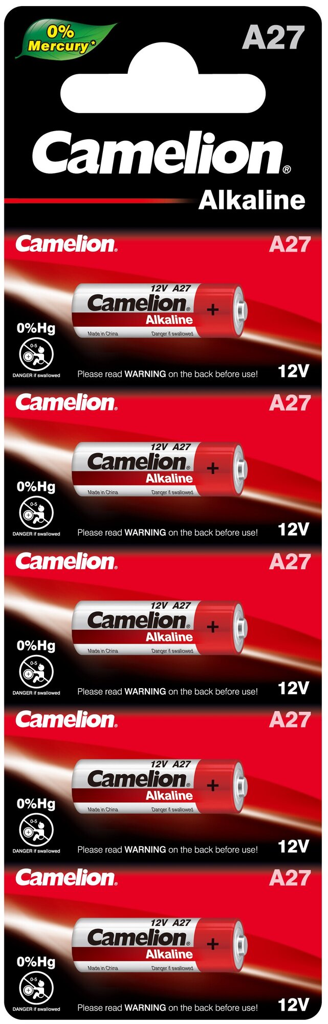 Батарейки Camelion LR27A BL-5 Mercury Free