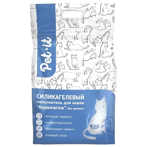 Pet-it силикагелевый наполнитель для кошек Aquamarine, без аромата, 5.3 кг / 12.5 л