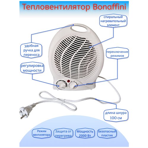 Тепловентилятор ТМ Bonaffini ELT-0002 мощность 2000 Вт