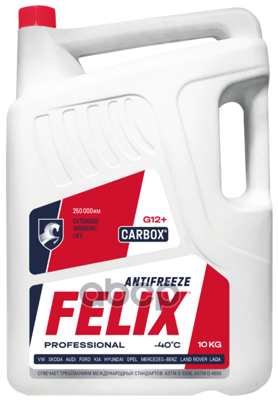 FELIX 430206020 антифриз felix carbox g12+ готовый красный, 10л\