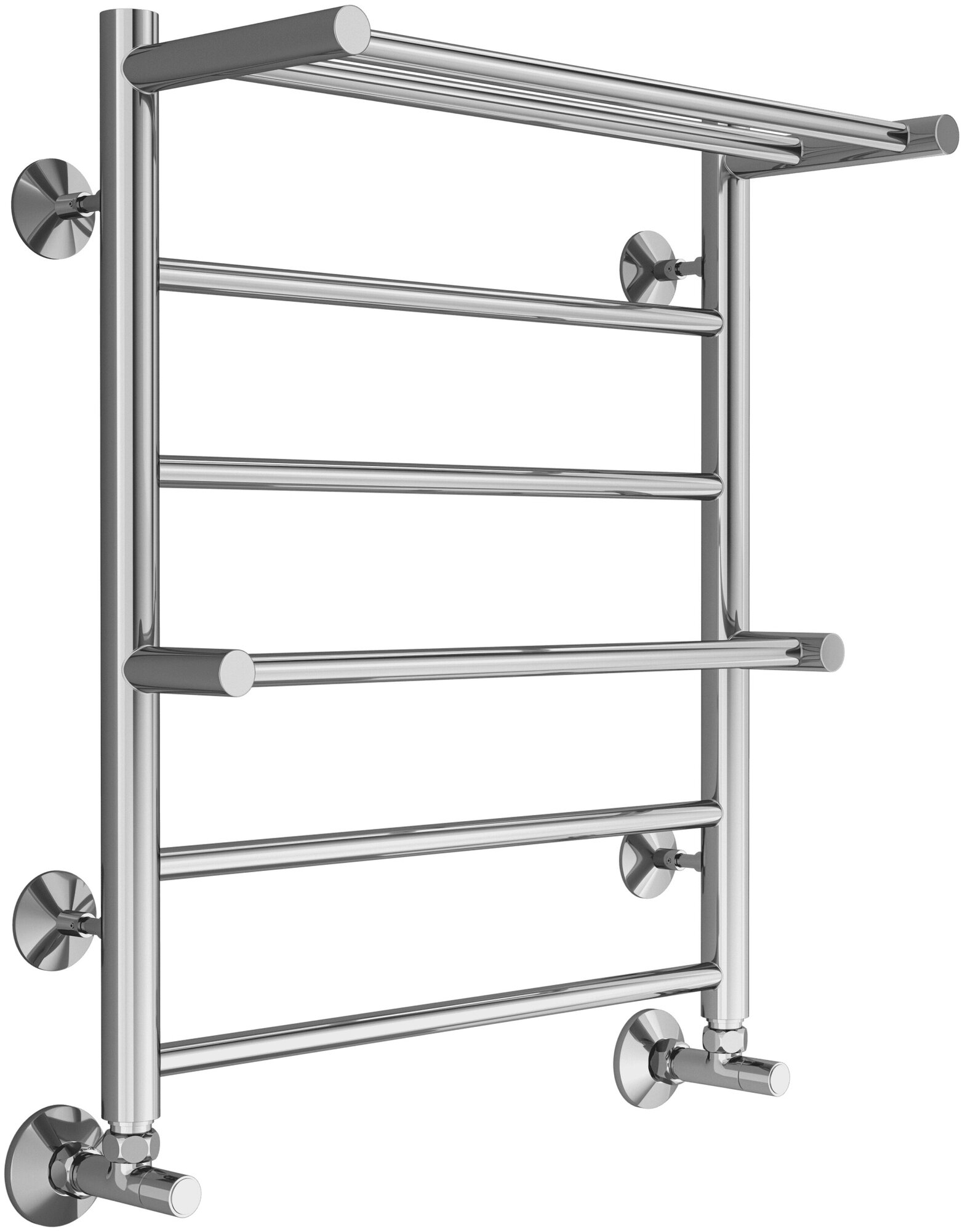 Полотенцесушитель Terminus водяной с полкой из нержавеющей стали 6 перекладин нижнее подключение м/о 50 см 50 см х 60 см Анкона Россия