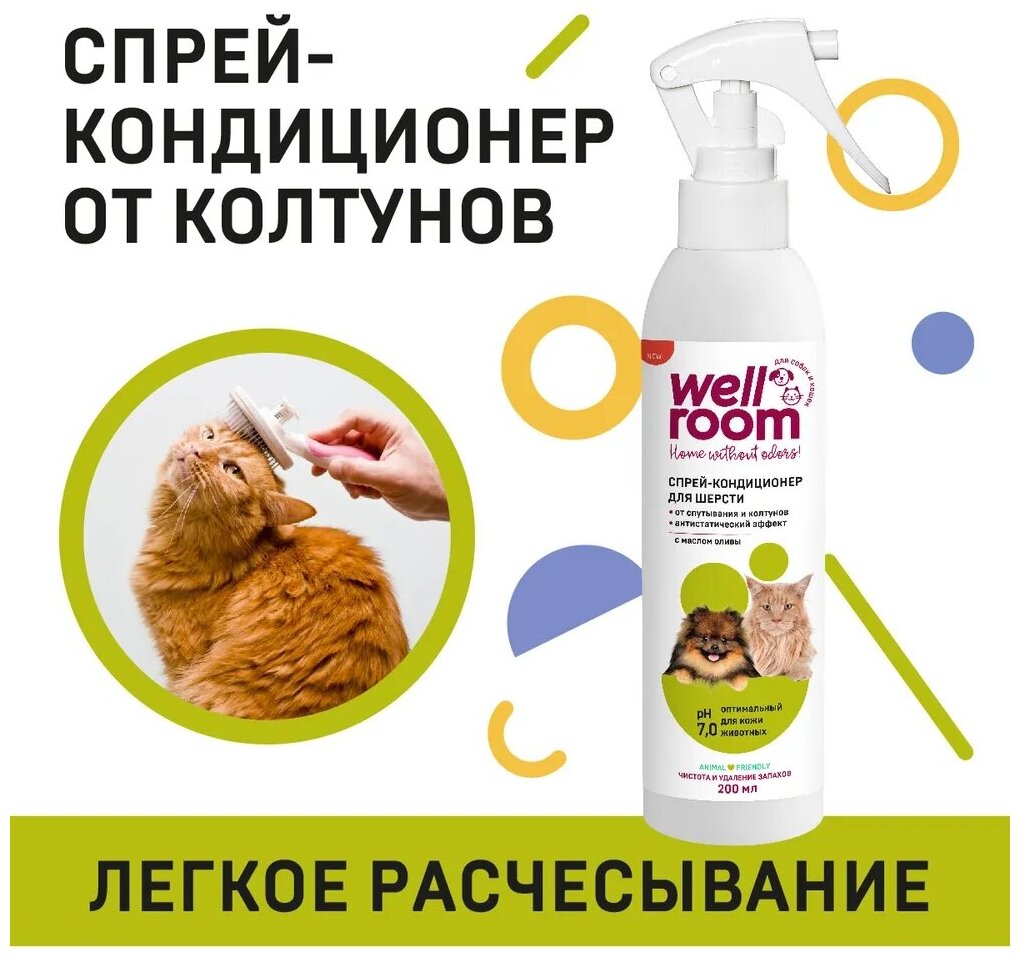 Спрей-кондиционер от колтунов и для распутывания шерсти Wellroom , 200 мл