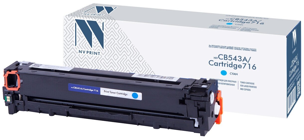 Картридж NVP совместимый NV-CB541A/NV-716 Cyan универсальные для HP/Canon Color LaserJet CP1215/ CP1515n/ CM1312/ CM1312nfi/ i-SENSYS LBP-5050/ MF8030C/ MF8050C/ 8080C (1400k)