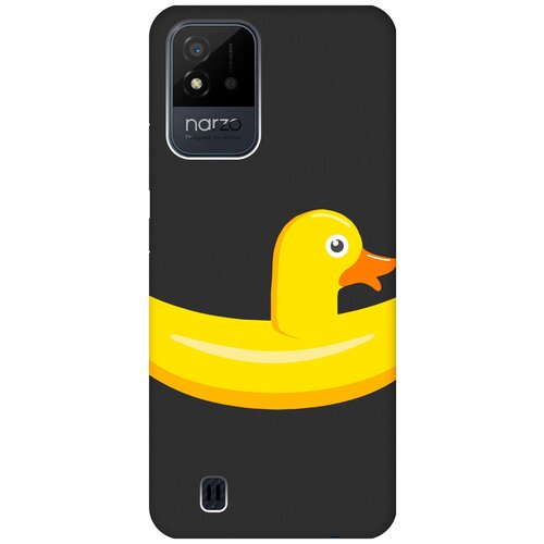 Матовый Soft Touch силиконовый чехол на Realme narzo 50i, Рилми Нарзо 50и с 3D принтом Duck Swim Ring черный матовый soft touch силиконовый чехол на realme 7 рилми 7 с 3d принтом duck swim ring черный