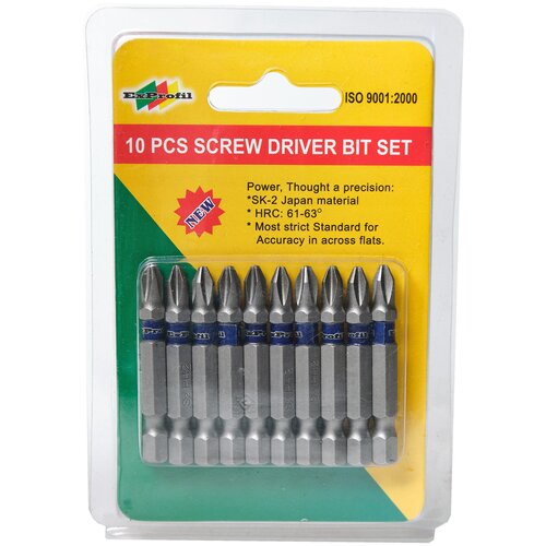 Бита PH2 стальная, магнитная, односторонняя, набор для шуруповерта, дрели, 50 мм 10 шт, Exprofil