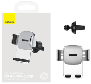 Фото Автомобильный держатель для телефона Baseus Easy Control Clamp Car Mount Holder (Air Outlet Version) Silver (SUYK000112)