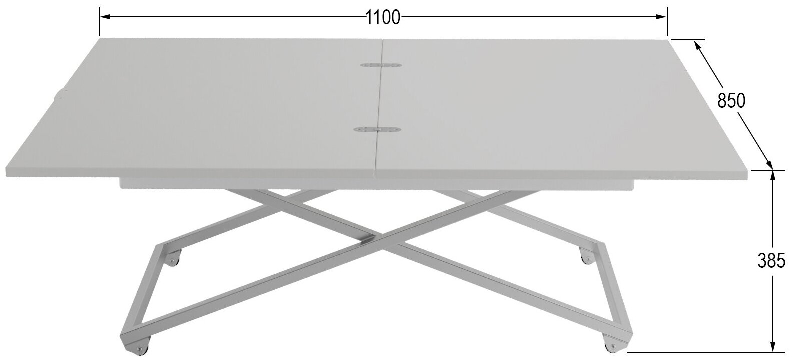 Стол универсальный трансформируемый андрэ Хром ЛДСП белый/хром - фотография № 10