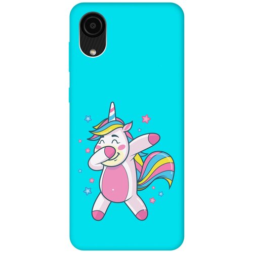 Матовый чехол Unicorn Dab для Samsung Galaxy A03 Core / Самсунг А03 Кор с 3D эффектом бирюзовый матовый чехол all flowers for you для samsung galaxy a03 core самсунг а03 кор с 3d эффектом бирюзовый