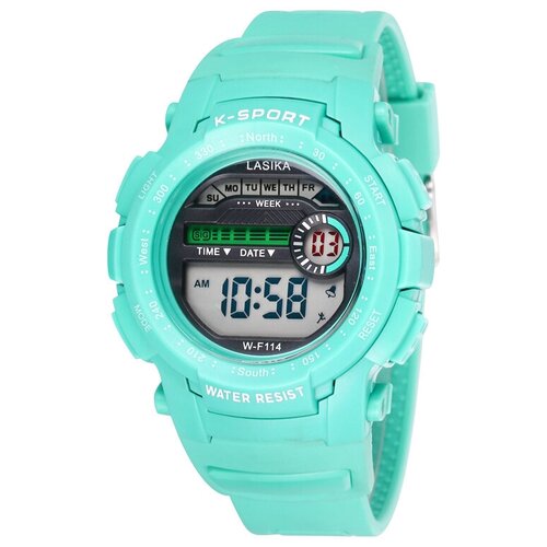 фото Наручные часы lasika электронные спортивные наручные часы lasika с секундомером, подсветкой, защитой от влаги и ударов, бирюзовый