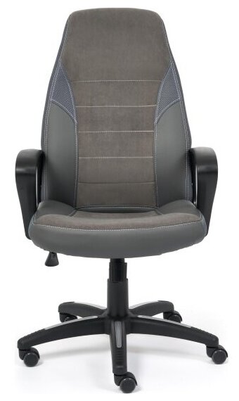 Кресло офисное Tetchair INTER кож/зам/флок/ткань, серый/металлик, C-36/29/TW-12 — фото 1