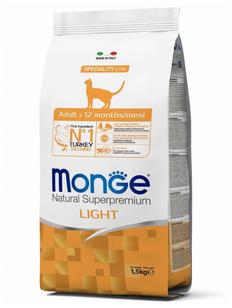 Monge Cat Speciality Light низкокалорийный корм для кошек с индейкой 1,5 кг - фотография № 10