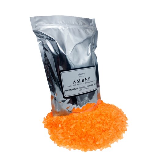 Amber Крымская морская соль для ванны 1000 гр. Оранжевая с ароматом персика