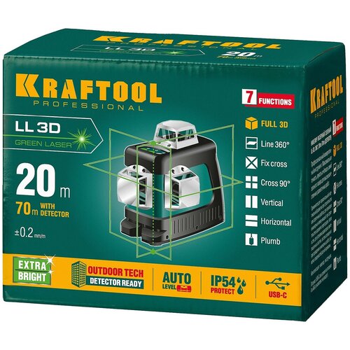 KRAFTOOL LL 3D зеленый лазерный нивелир(34641)