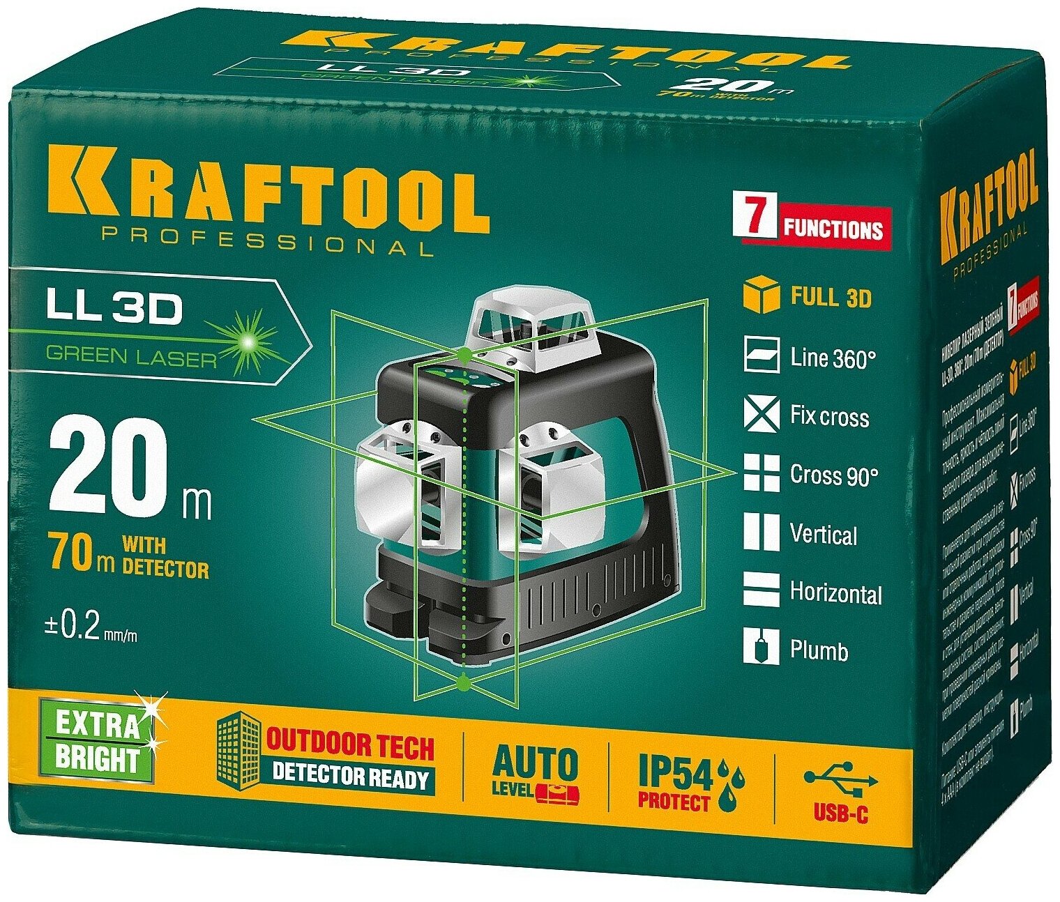 KRAFTOOL LL 3D зеленый лазерный нивелир(34641)