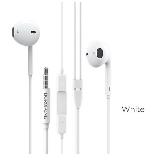 Наушники Borofone BM30 вкладыши микрофон Jack 35 мм кабель 12 м белые 71100₽