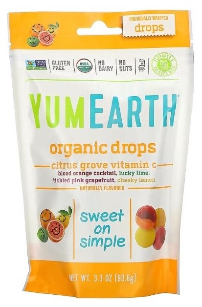 YumEarth, Органические леденцы с витамином С Citrus Grove, 93,5 г (3,3 унции) - фотография № 4