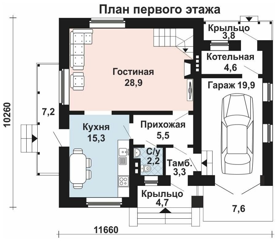 (162м2, 14х11м) Готовый проект дома из газобетона с мансардой и гаражом - AS-186-2