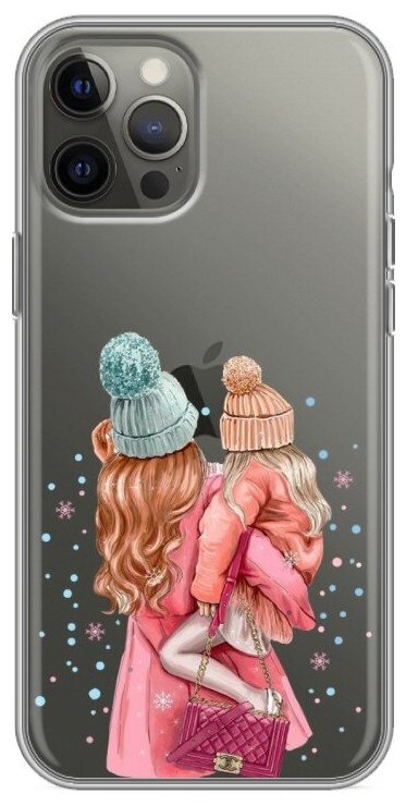 Полупрозрачный дизайнерский силиконовый чехол для Айфон 12 Про Макс / Iphone 12 Pro Max Мама и дочь