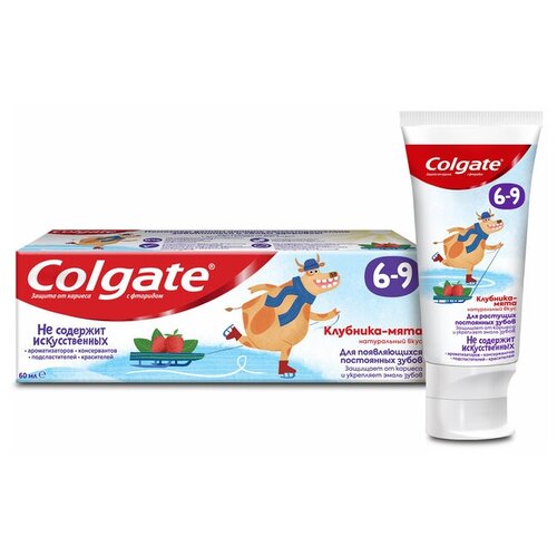 Зубная паста Colgate клубника-мята с фторидом 6-9 лет 60 мл (1 шт) зубная паста colgate клубника мята с фторидом 6 9 лет 60 мл 2 шт