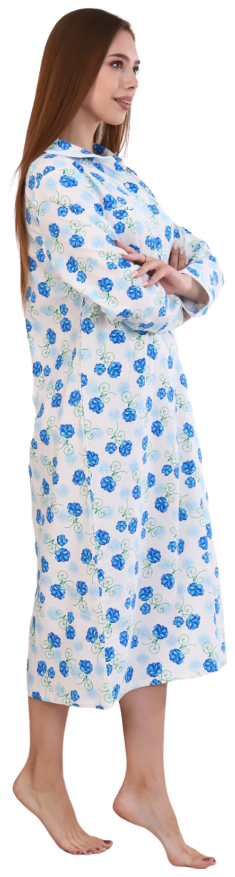 Сорочка А-ЛЁНка, застежка пуговицы, длинный рукав, размер 46, голубой, белый - фотография № 6