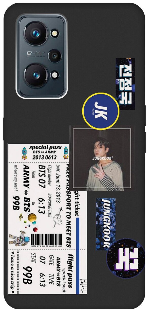Матовый чехол BTS Stickers для Realme GT Neo 2 / Рилми ГТ Нео 2 с 3D эффектом черный