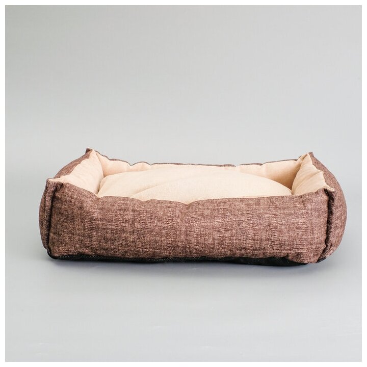 Лежанка под замшу с двусторонней подушкой, 54 х 42 х 11 см, мебельная ткань, микс цветов - фотография № 3