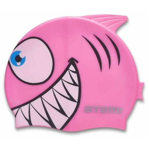 фото Шапочка для плавания атеми, силикон atemi (дет.), рыбка-, розовая, fc204
