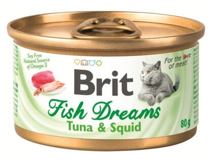 Brit Консервы для кошек с тунцом и кальмаром (Fish Dreams Tuna Squid) 111363 | Fish Dreams Tuna Squid, 0,08 кг (2 шт)