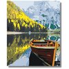 Картина по номерам Лодка на озере горы холст на подрамнике 40х50 - изображение