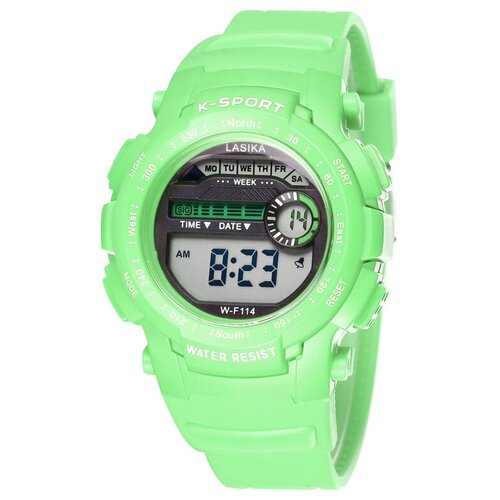 фото Наручные часы lasika электронные спортивные наручные часы lasika с секундомером, подсветкой, защитой от влаги и ударов, зеленый